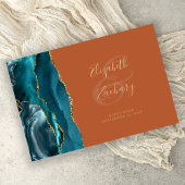 Livre D'or Agate Turquoise moderne Gold Script Burning Orange
