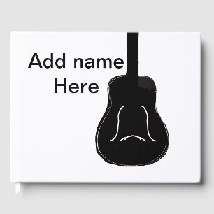 Livre D'or Ajouter nom noir blanc guitare texte musical