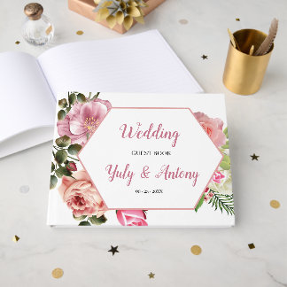 Livre D'or Album de souvenirs hexagonal floral rose capricieu