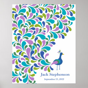 Livre d'or alternatif pour shower de bébé paon