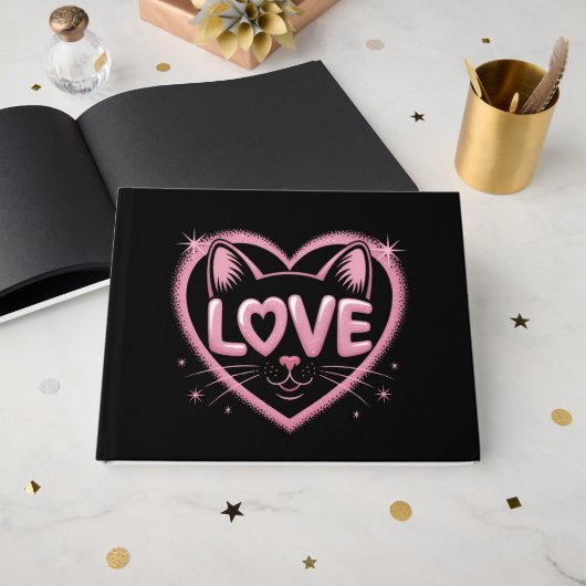 Livre D'or Amour de chat scintillant (Recto ouvert)