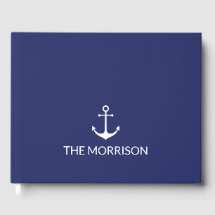 Livre D'or Ancrage nautique bleu marine Nom personnalisé élég