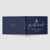 Livre D'or Ancre bleu marine Script Mariage nautique (Complet)