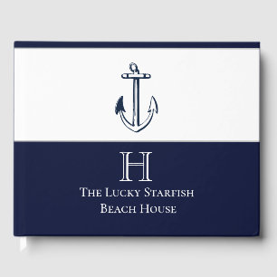 Livre D'or Ancre Bleue de la marine nautique Monogramme