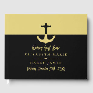 Livre D'or Ancre nautique - Black Gold - Mariage plage