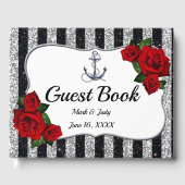 Livre D'or Ancre nautique Mariage Silver Black Stripes (Recto)