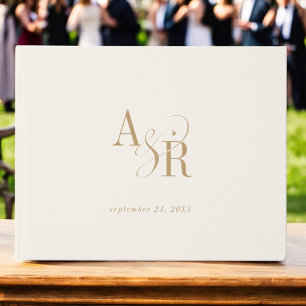 Livre D'or ANDREA Simple Minimaliste Crème d'or Mariage offic
