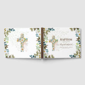 Livre D'or Angel Croix Florale Verdure Baptême Christening (Complet)