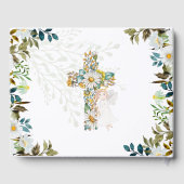 Livre D'or Angel Croix Florale Verdure Baptême Christening (Verso)