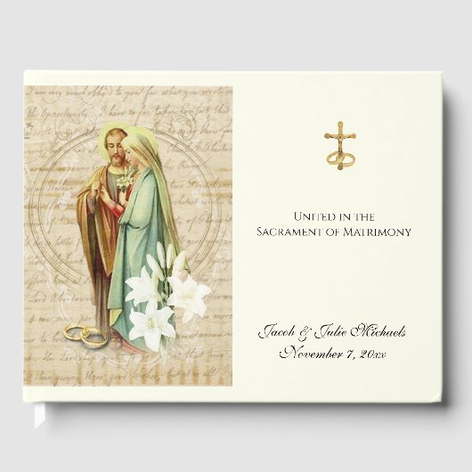 Livre D'or Anneaux de mariée et de chambre Mariage catholique (Recto)