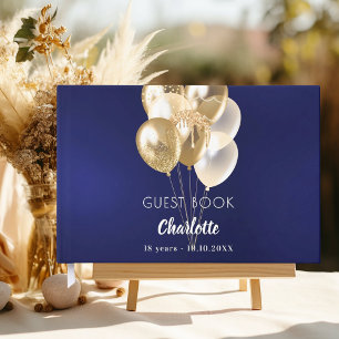 Livre d'or anniversaire ballons bleu marine or