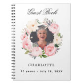 Livre d'or anniversaire blanc photo florales budge (Devant)