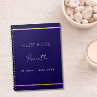 Livre d'or anniversaire bleu or minimaliste petit 