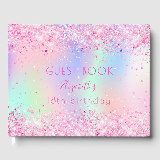 Livre D'or Anniversaire blush rose pâle parties scintillant h (Recto)