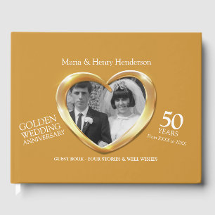 Livre D'or Anniversaire coeur de photo mariage doré 50 ans