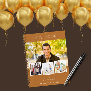 Livre d'or anniversaire cuivre brun collage photo