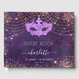 Livre D'or Anniversaire de parties scintillant d'or violet ma