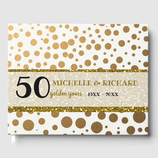 Livre D'or Anniversaire du Mariage d'or Confetti (Recto)