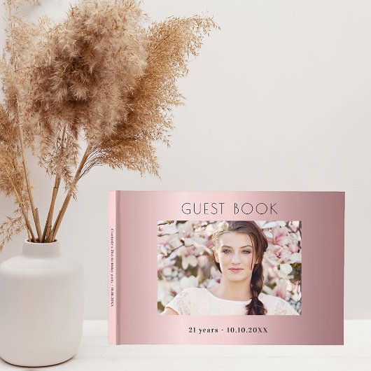 Livre D'or Anniversaire fête blush rose collage photo