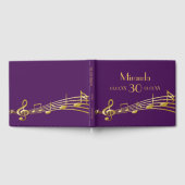 Livre D'or Anniversaire fête violet or musique notes nom (Complet)