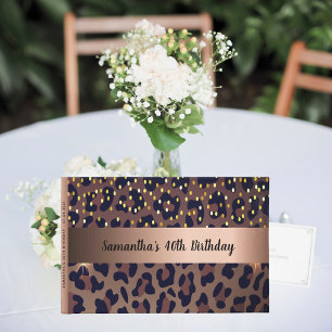 Livre D'or Anniversaire léopard animal rose nom or
