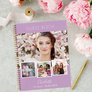 Livre d'or anniversaire lilac lavender photo colla