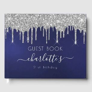 Livre D'or Anniversaire marine bleu argent parties scintillan