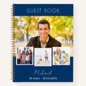 Livre d'or anniversaire marine bleu photo collage (Devant)