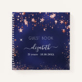 Livre d'or anniversaire marine bleu rose or étoile (Devant)