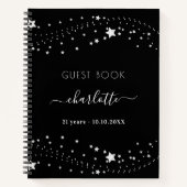 Livre d'or anniversaire noir argent étoile nom (Devant)