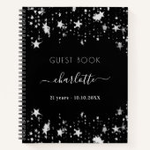 Livre d'or anniversaire noir argent étoile nom (Devant)