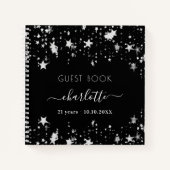 Livre d'or anniversaire noir argent étoile nom (Devant)