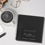Livre d'or anniversaire noir blanc nom simple<br><div class="desc">Un livre d'or pour une fête d'anniversaire de 50e (ou tout âge). Un arrière - plan noir élégant. Pour lui et elle. Ajoutez votre nom,  votre âge,  votre date. Le nom est écrit avec un script de style moderne écrit à la main.</div>