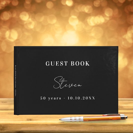 Livre D'or Anniversaire noir blanc nom simple
