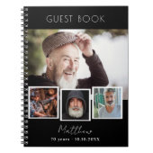Livre d'or anniversaire noir blanc photo collage (Devant)