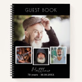 Livre d'or anniversaire noir blanc photo collage (Devant)