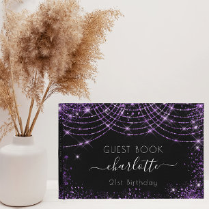 Livre D'or Anniversaire noir violet nom de la parties scintil