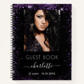 Livre d'or anniversaire noir violet photo (Devant)