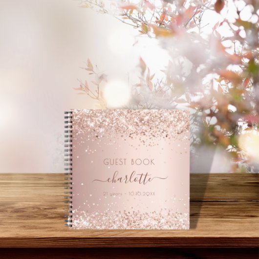 Livre d'or anniversaire rose gold paillettes nom