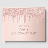 Livre D'or Anniversaire rose or parties scintillant gouttes r (Recto)