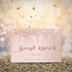 Livre D'or Anniversaire rose or parties scintillant gouttes r