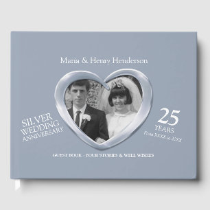 Livre D'or Anniversaire Silver Coeurs photo mariage 25 ans