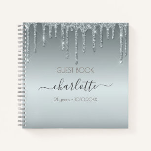 Livre d'or anniversaire Textures argentées paillet