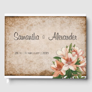 Livre D'or Apricot Lilies Mariage Vintage