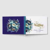 Livre D'or Aqua Turquoise et Navy Peony Bouquet Mariage (Complet)