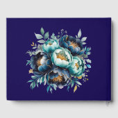 Livre D'or Aqua Turquoise et Navy Peony Bouquet Mariage (Verso)
