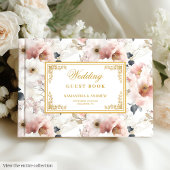 Livre D'or Aquarelle aérienne poussiéreuse rose or mariage