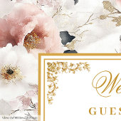 Livre D'or Aquarelle aérienne poussiéreuse rose or mariage