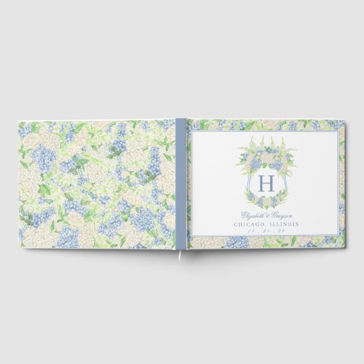 Livre D'or Aquarelle Bleu et Blanc Hydrangea Crest (Complet)