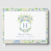 Livre D'or Aquarelle Bleu et Blanc Hydrangea Crest (Recto)
